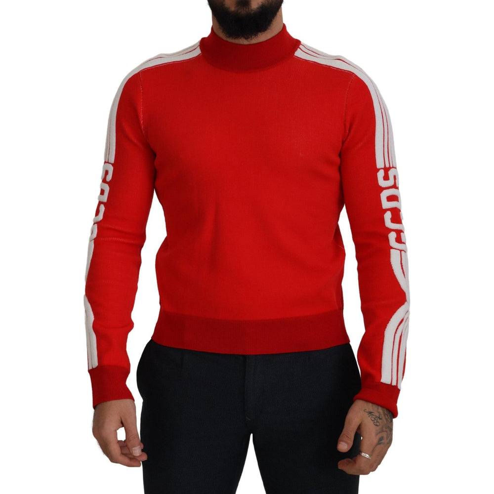 GCDS Red Wool Logo Printed Crew Neck Men Pullover Sweater TSH7762 - 46