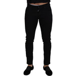 Dolce & Gabbana Black Cotton DG Crown Men Denim Jeans PAN72972-48