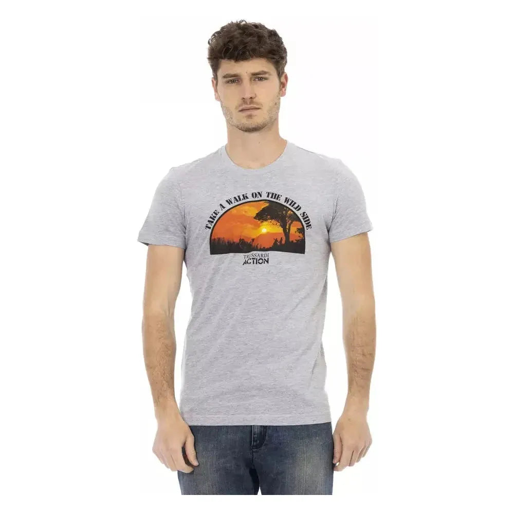 Trussardi Action Gray Cotton Men T-Shirt TR-22680-L