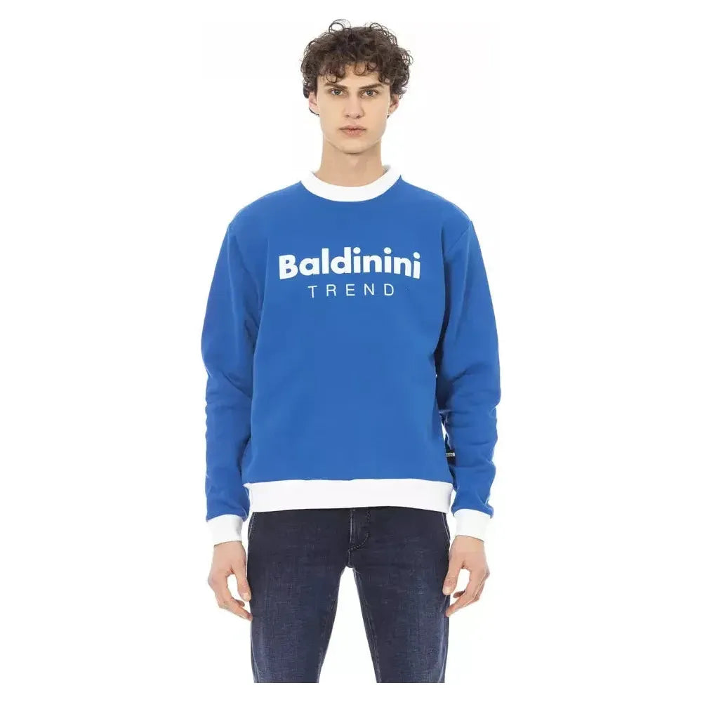 Baldinini Trend Blue Cotton Men Sweater BA-22666-3XL