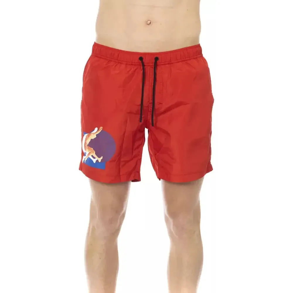 Bikkembergs Red Polyester Men Swim Short BI-22664-XXL