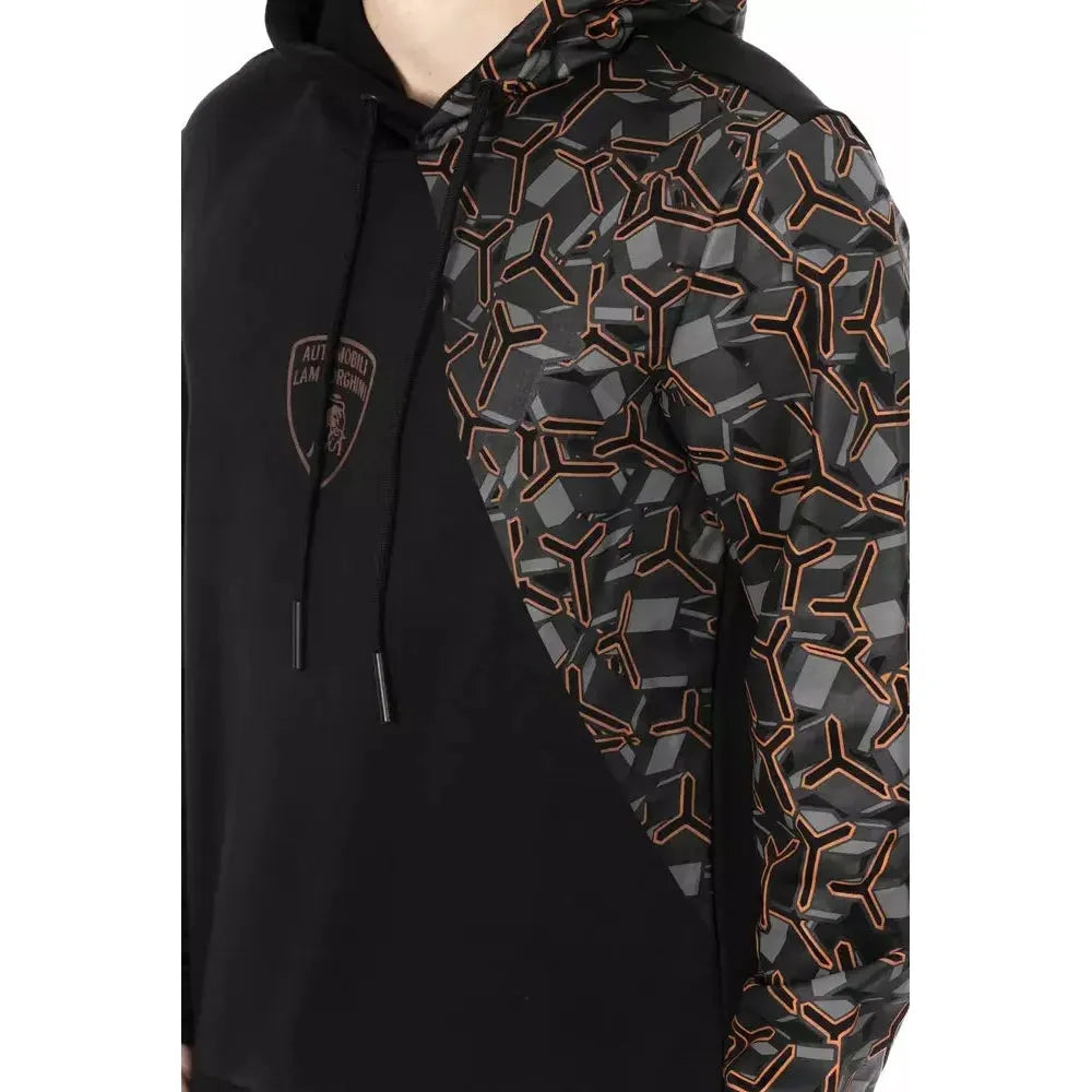 Automobili Lamborghini Black Cotton Men's Hooded Sweater