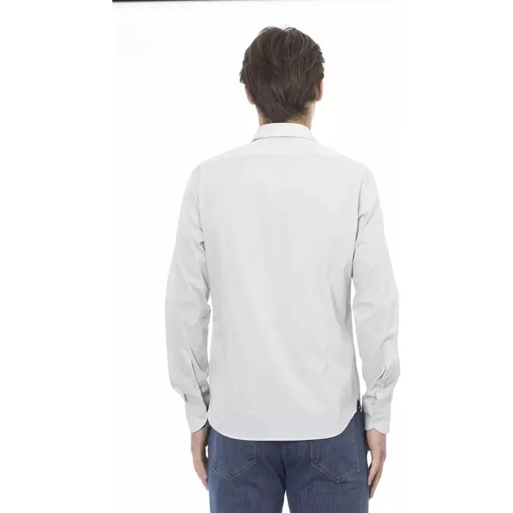 Baldinini Trend Gray Cotton Men Shirt Baldinini Trend Light Gray