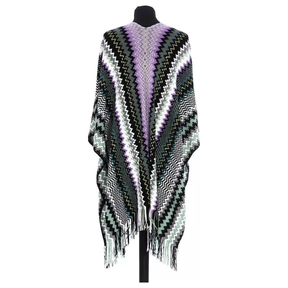 Missoni Multicolor Wool Women Poncho Missoni Light Gray