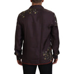 Dolce & Gabbana Bordeaux Ostrich Silk Satin Casual Mens Shirt TSH83583- IT3
