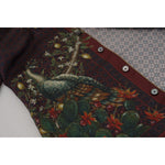 Dolce & Gabbana Bordeaux Ostrich Silk Satin Casual Mens Shirt TSH83583- IT3
