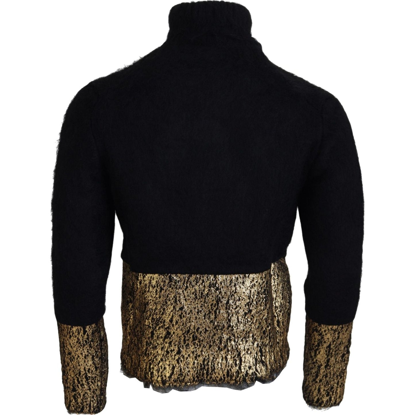 Dolce & Gabbana Black Gold Turtleneck Mohair Pullover Mens Sweater TSH83587- XS