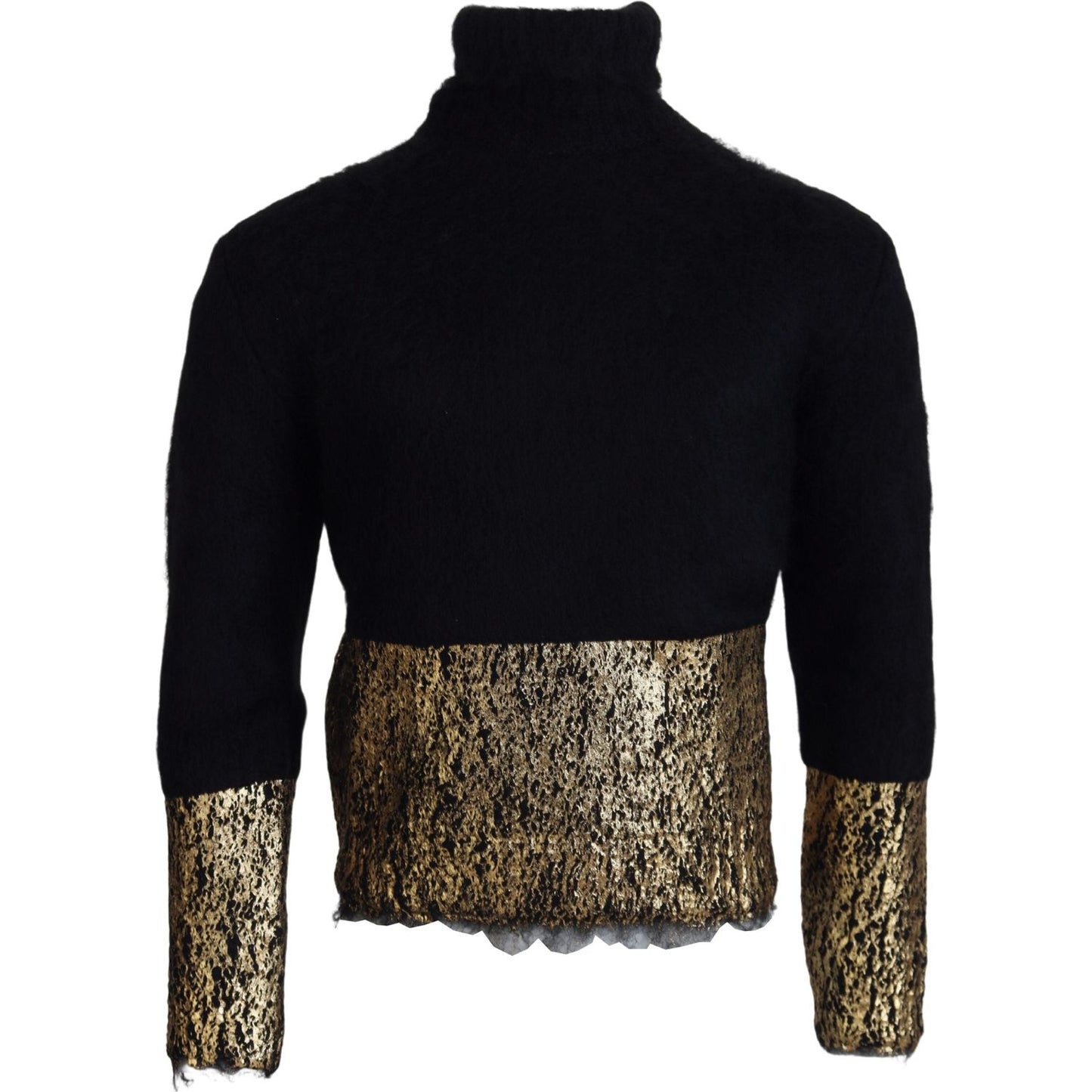 Dolce & Gabbana Black Gold Turtleneck Mohair Pullover Mens Sweater TSH83587- XS