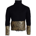 Dolce & Gabbana Black Gold Turtleneck Mohair Pullover Mens Sweater TSH83587- XS