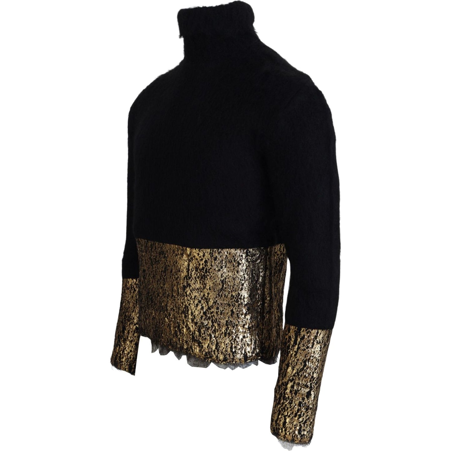 Dolce & Gabbana Black Gold Turtleneck Mohair Pullover Mens Sweater TSH83587- XS