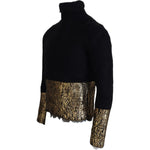 Dolce & Gabbana Black Gold Turtleneck Mohair Pullover Mens Sweater TSH83587- XS