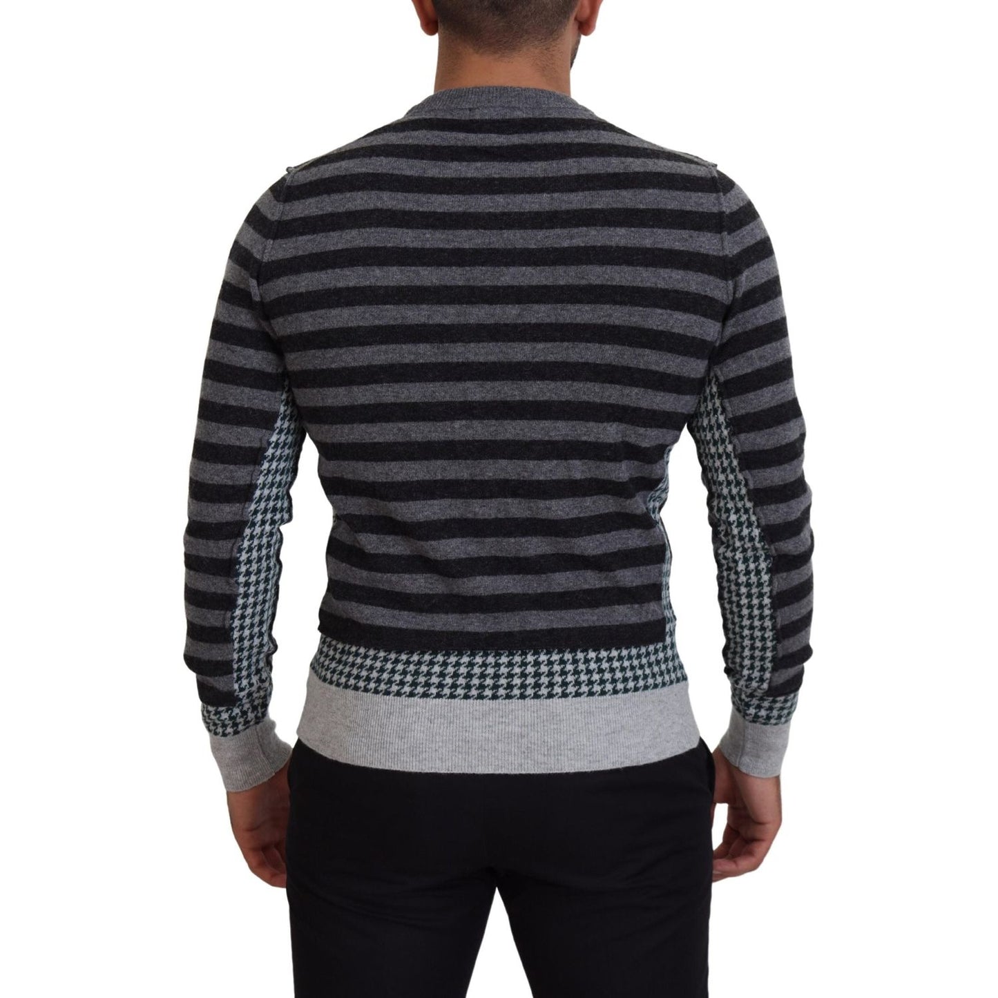 Dolce & Gabbana Black Gray Wool Logo Pullover Sweater TSH83624- 44