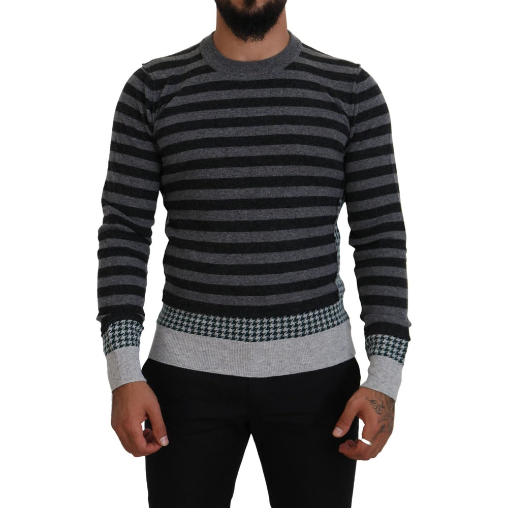 Dolce & Gabbana Black Gray Wool Logo Pullover Sweater TSH83624- 44
