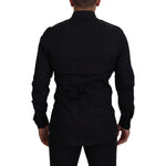 Dolce & Gabbana Black Gold Crown Slim Fit Dress Formal Shirt TSH83632- 37