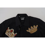 Dolce & Gabbana Black Gold Crown Slim Fit Dress Formal Shirt TSH83632- 37