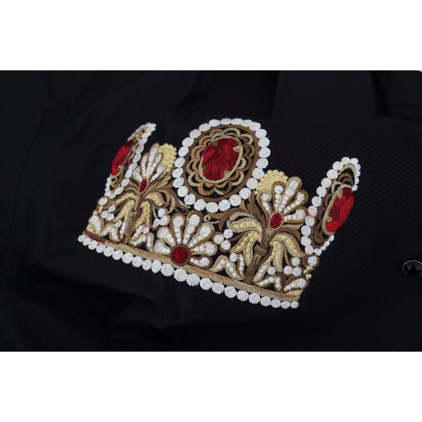 Dolce & Gabbana Black Gold Crown Slim Fit Dress Formal Shirt TSH83632- 37