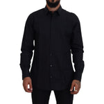 Dolce & Gabbana Black Gold Cotton Slim Fit Dress Mens Shirt TSH83637- 37