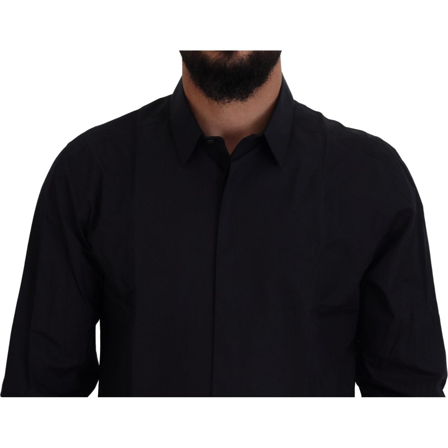 Dolce & Gabbana Black Gold Cotton Slim Fit Dress Mens Shirt TSH83637- 37