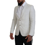 Dolce & Gabbana White Linen Slim Fit Jacket Blazer KOS2102- 44