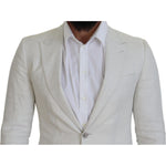 Dolce & Gabbana White Linen Slim Fit Jacket Blazer KOS2102- 44