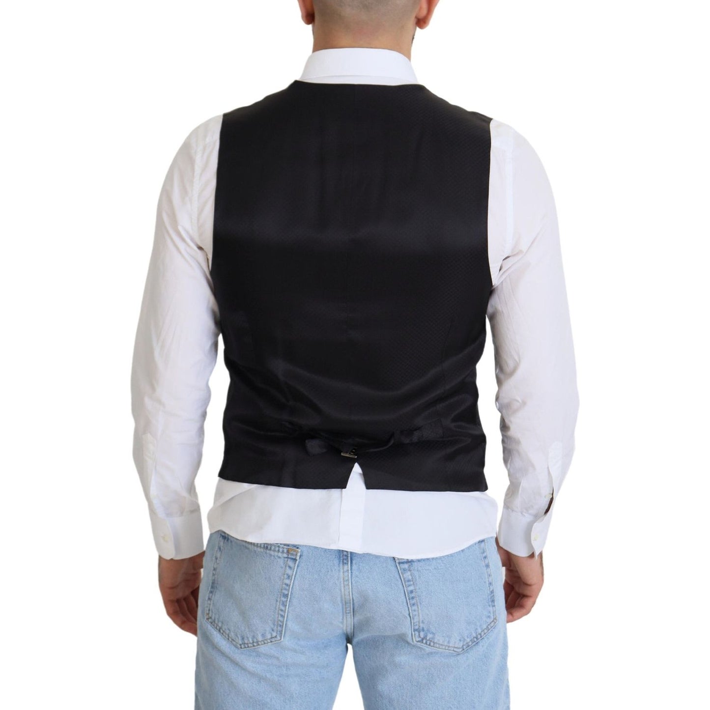 Dolce & Gabbana Black Wool Stretch Waistcoat Formal Vest TSH83023 - 50