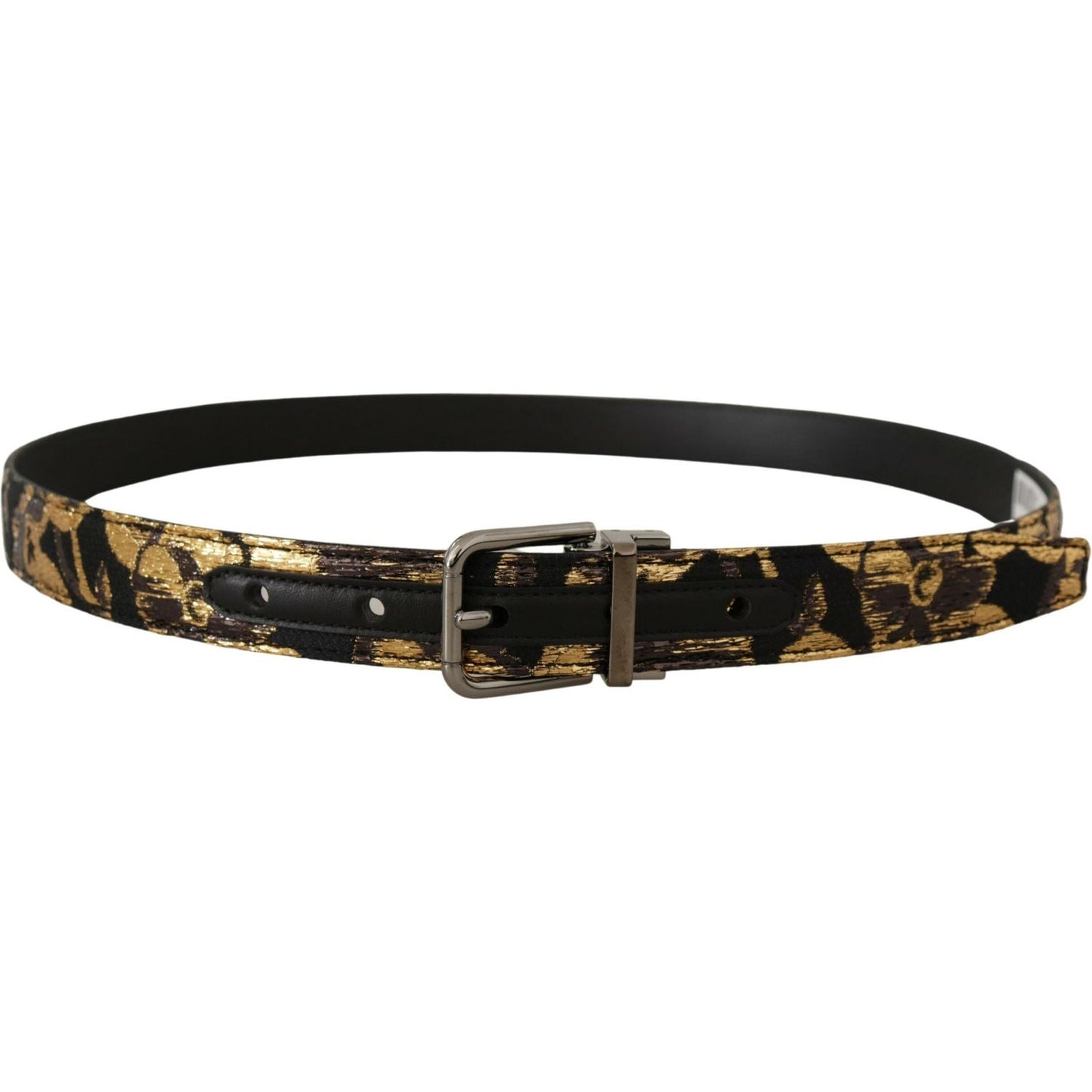 Dolce & Gabbana Multicolor Jacquard Leather Logo Metal Buckle Belt BEL8418 - 90
