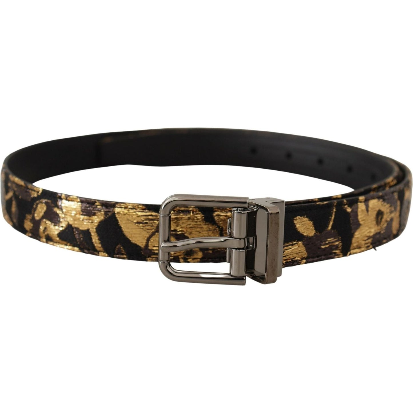 Dolce & Gabbana Multicolor Jacquard Leather Logo Metal Buckle Belt BEL8418 - 90