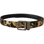 Dolce & Gabbana Multicolor Jacquard Leather Logo Metal Buckle Belt BEL8418 - 90