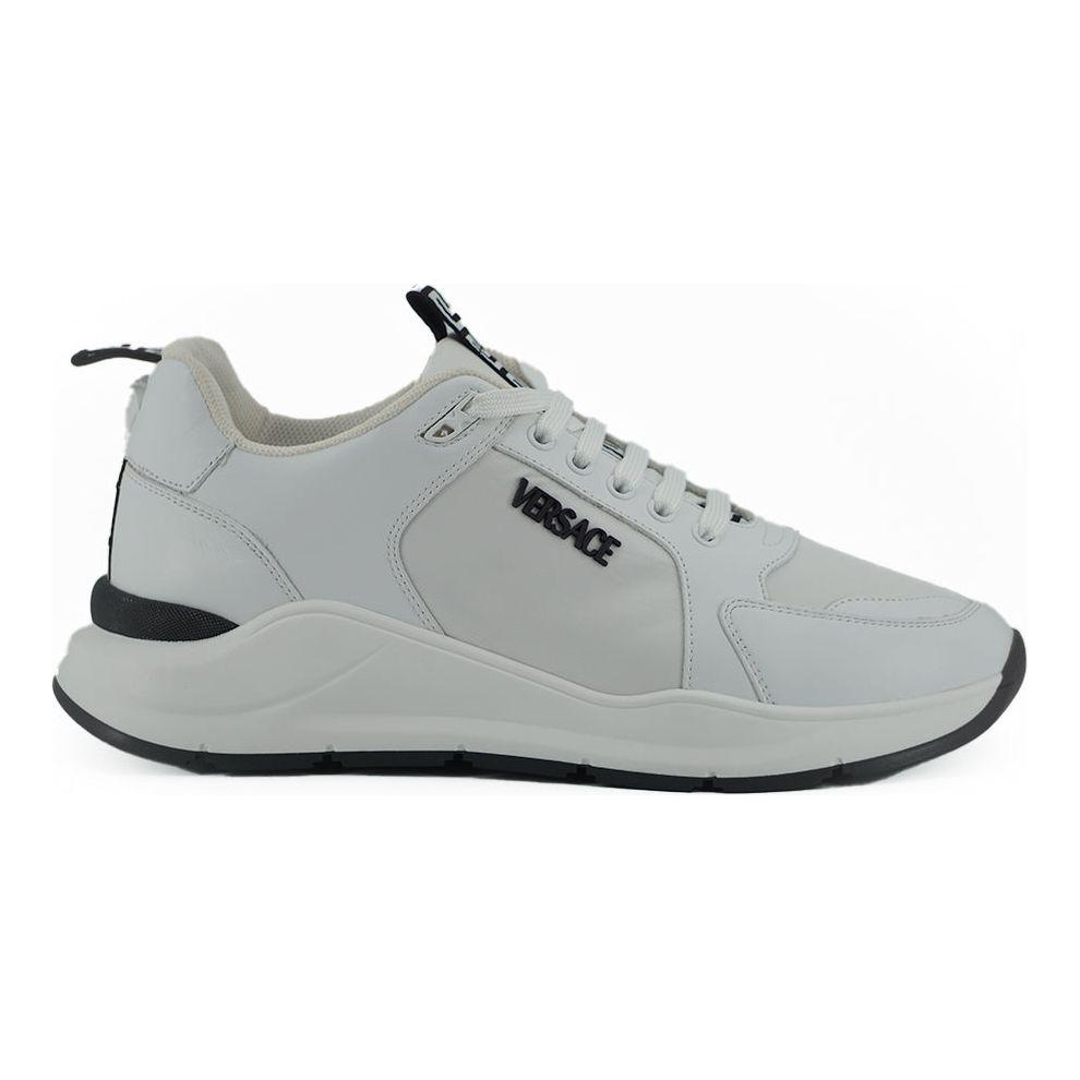 Versace Sleek White Calf Leather Sneakers 8054712372438