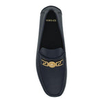 Versace Elegant Navy Blue Calf Leather Loafers 8056204198014
