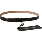 Dolce & Gabbana Black Patent Leather Logo Metal Waist Buckle Belt WMB153 - 90