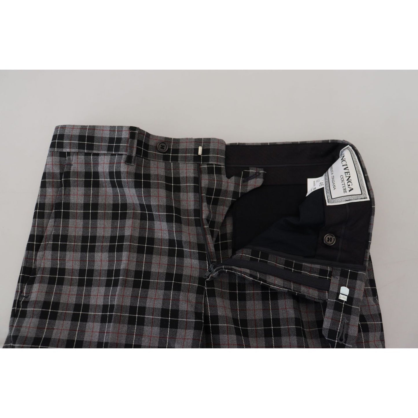 BENCIVENGA Elegant Gray Checked Gentleman's Chinos BENCIVENGA Dark Slate Gray