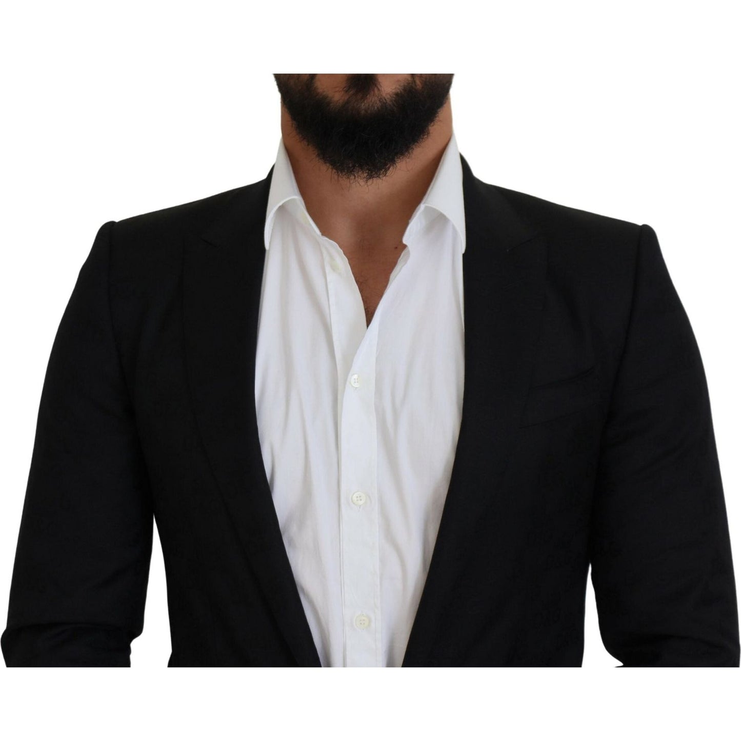 Dolce & Gabbana Black Wool Formal Coat Martini Blazer KOS2133- 44