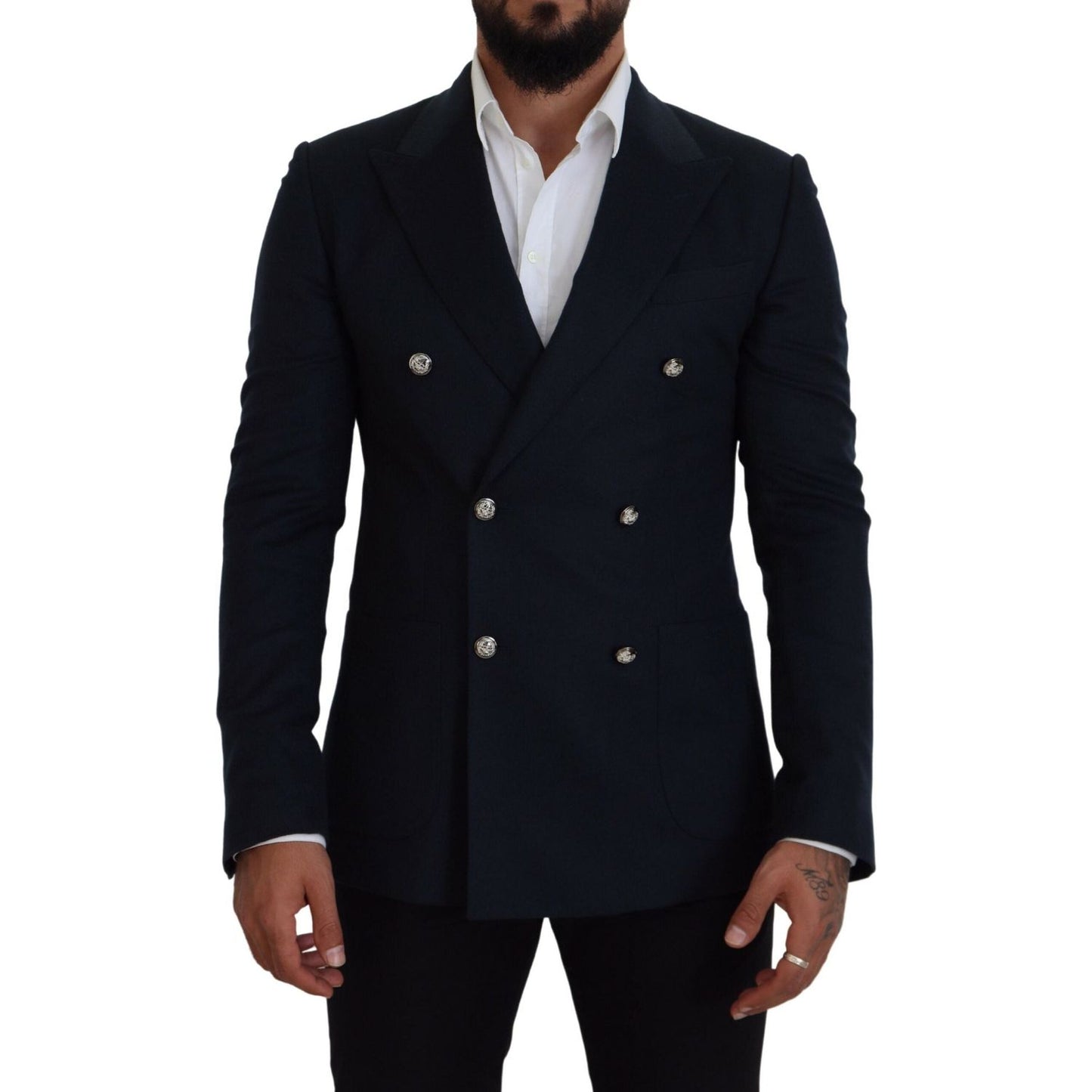 Dolce & Gabbana Blue Double Breasted Formal Coat Blazer KOS2137- 48