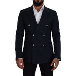 Dolce & Gabbana Blue Double Breasted Formal Coat Blazer KOS2137- 48