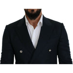 Dolce & Gabbana Blue Double Breasted Formal Coat Blazer KOS2137- 48