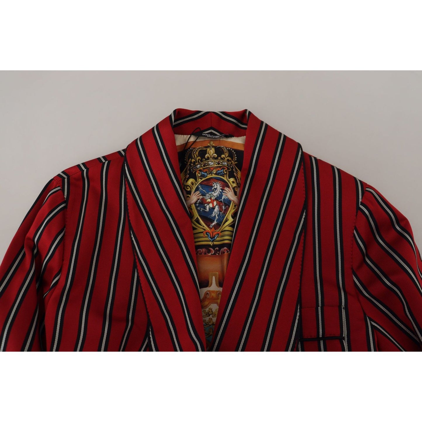 Dolce & Gabbana Elegant Red Striped Long Robe Luxury Wear Dolce & Gabbana Dark Red