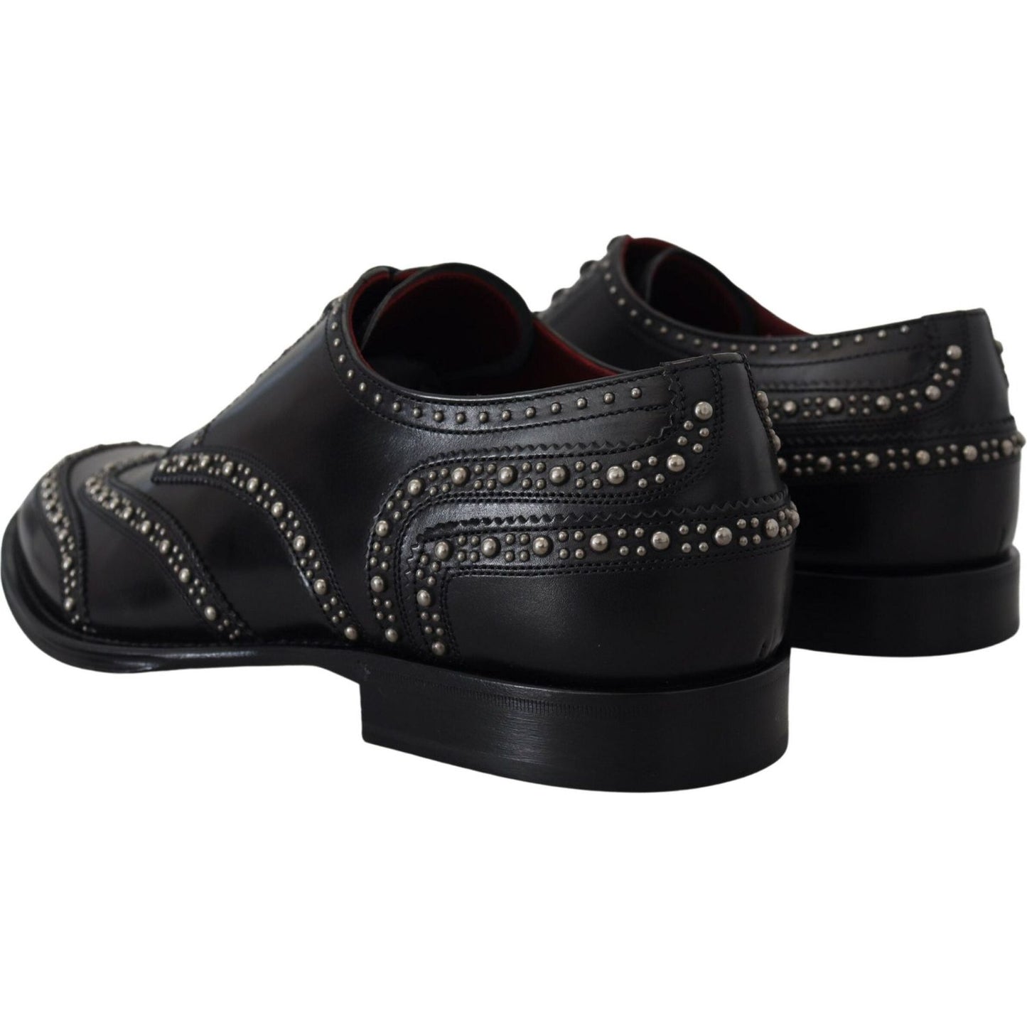 Dolce & Gabbana Black Leather Derby Dress Studded Shoes MV4886- 40.5