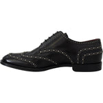 Dolce & Gabbana Black Leather Derby Dress Studded Shoes MV4886- 40.5