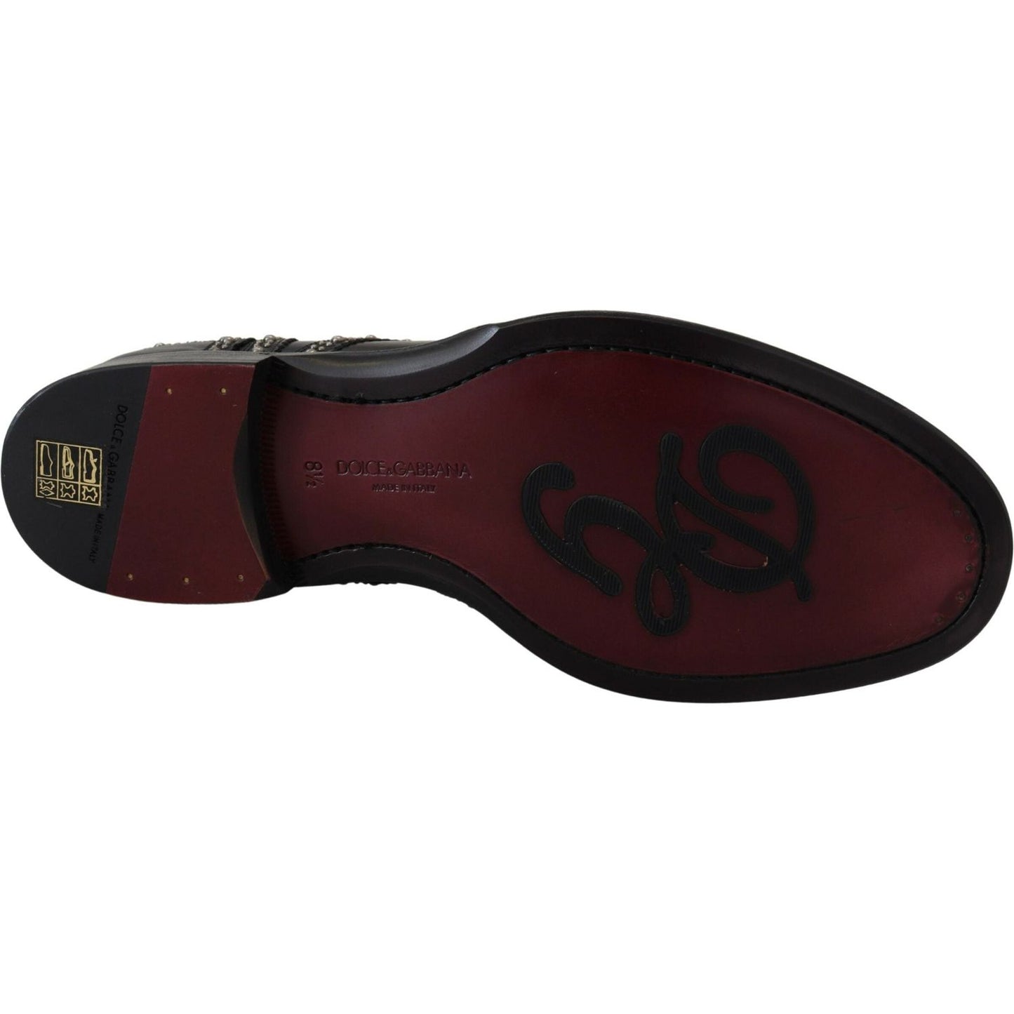 Dolce & Gabbana Black Leather Derby Dress Studded Shoes MV4886- 40.5