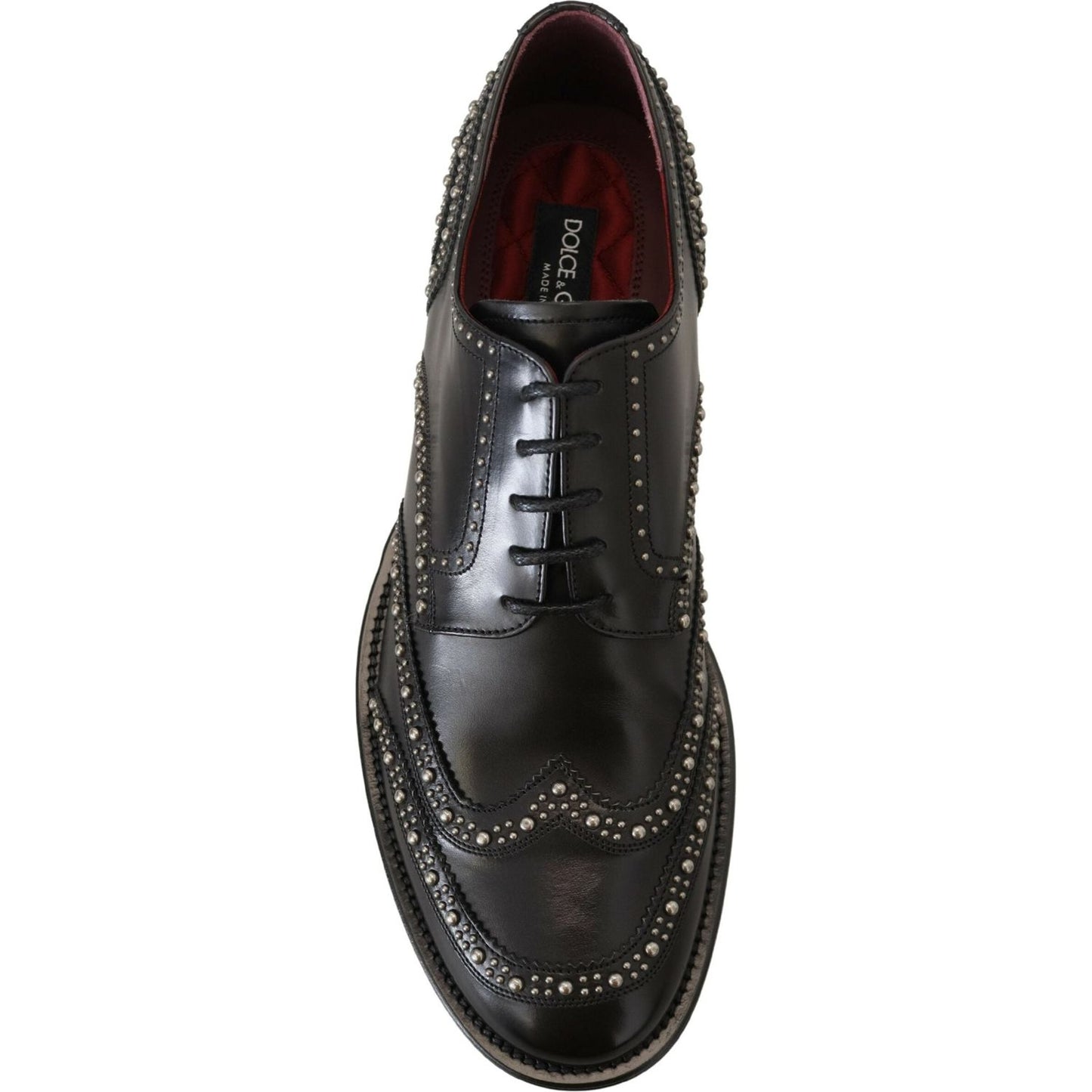 Dolce & Gabbana Black Leather Derby Dress Studded Shoes MV4886- 40.5