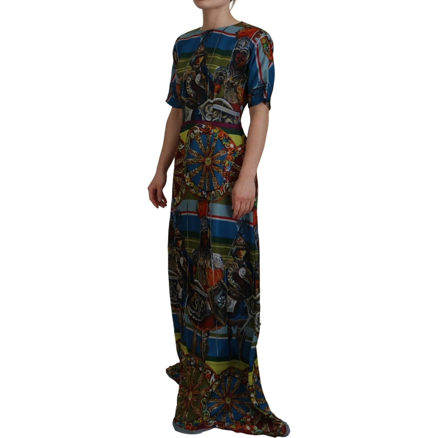 Dolce & Gabbana Multicolor Sicily Silk A-line Long Gown Dress DR28908-40