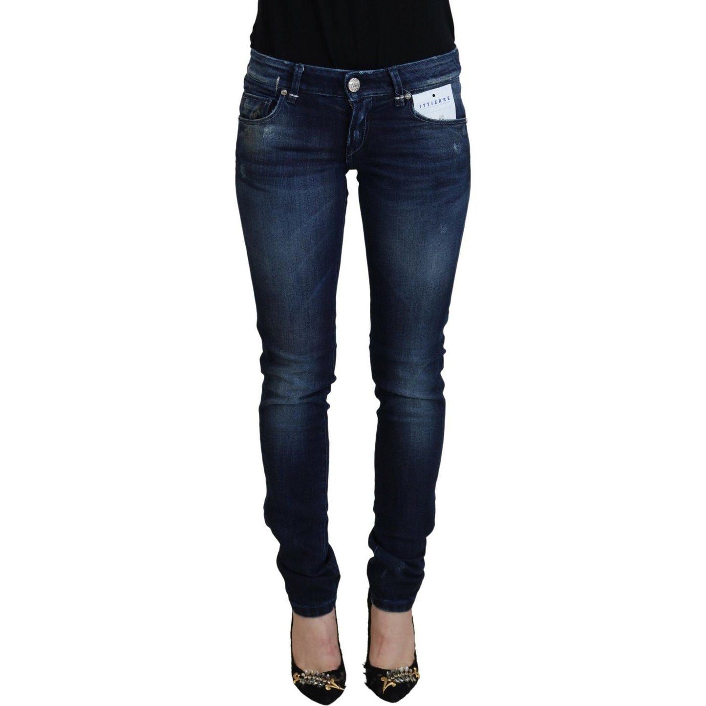 Acht Chic Skinny Low Waist Denim Pants Acht Black