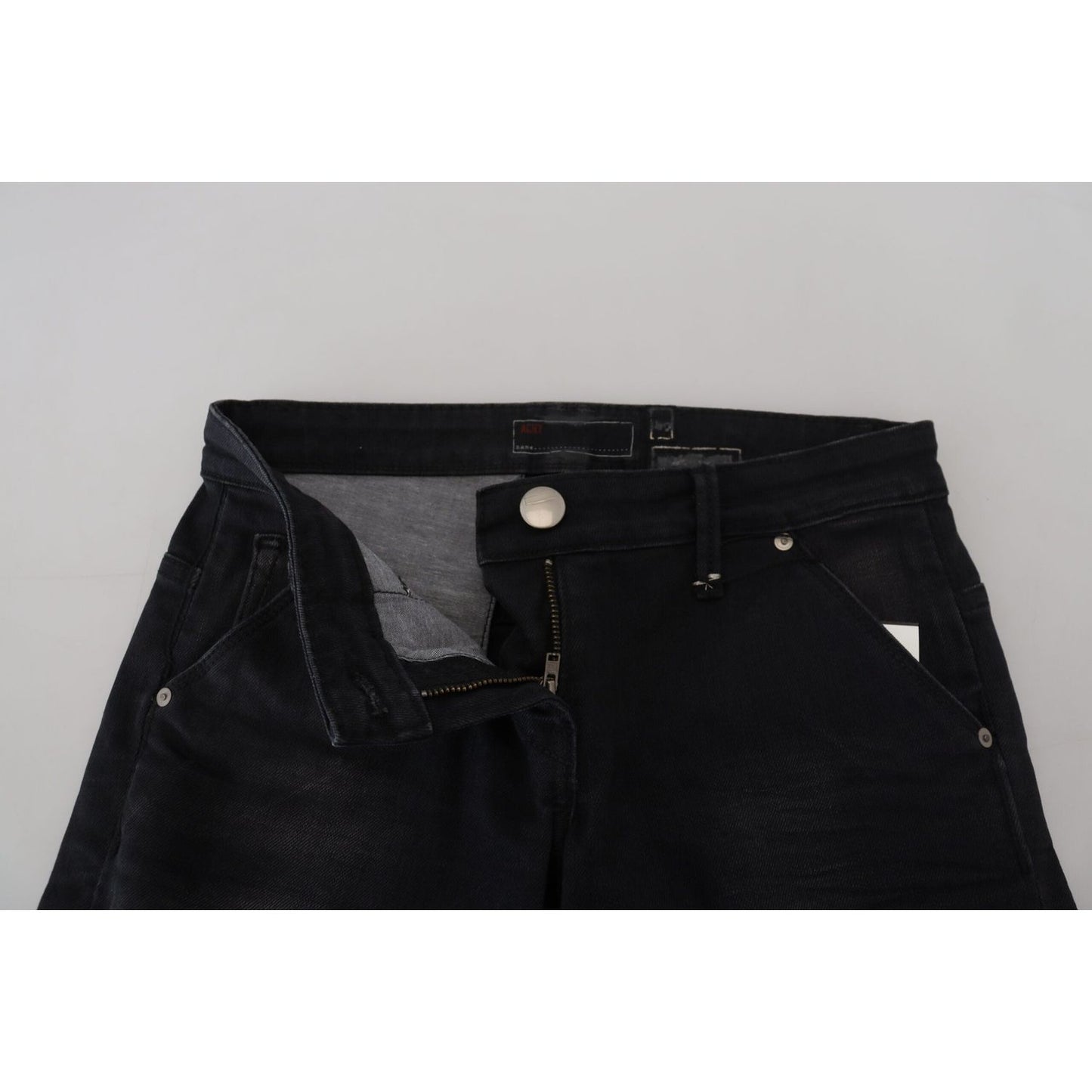 Acht Sleek Black Washed Low Waist Skinny Jeans Acht Gray