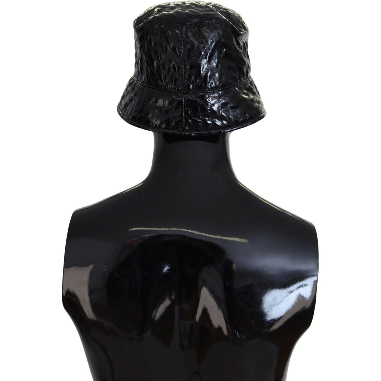 Dolce & Gabbana Black Quilted Faux Leather Women Bucket Cap Hat HAT9467-57