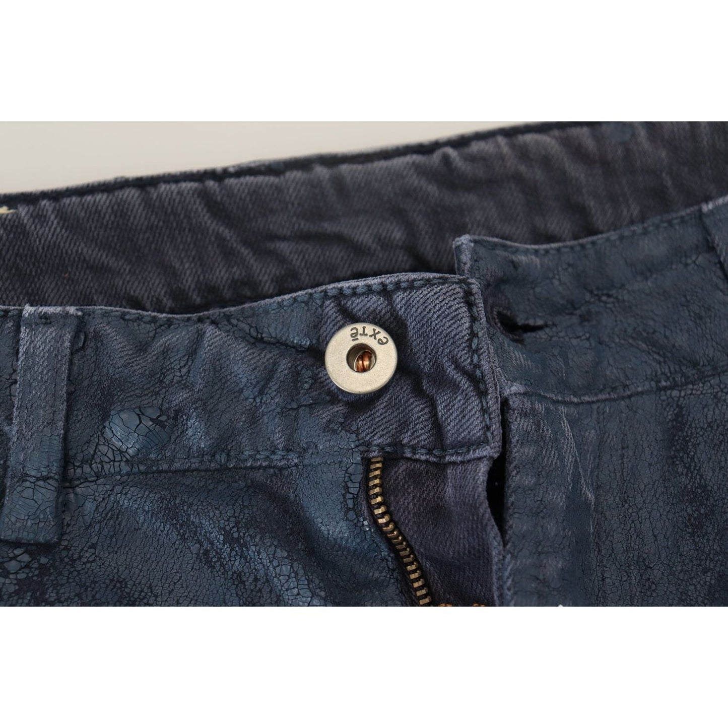 Exte Chic Tapered Blue Denim Jeans Exte Dark Slate Gray