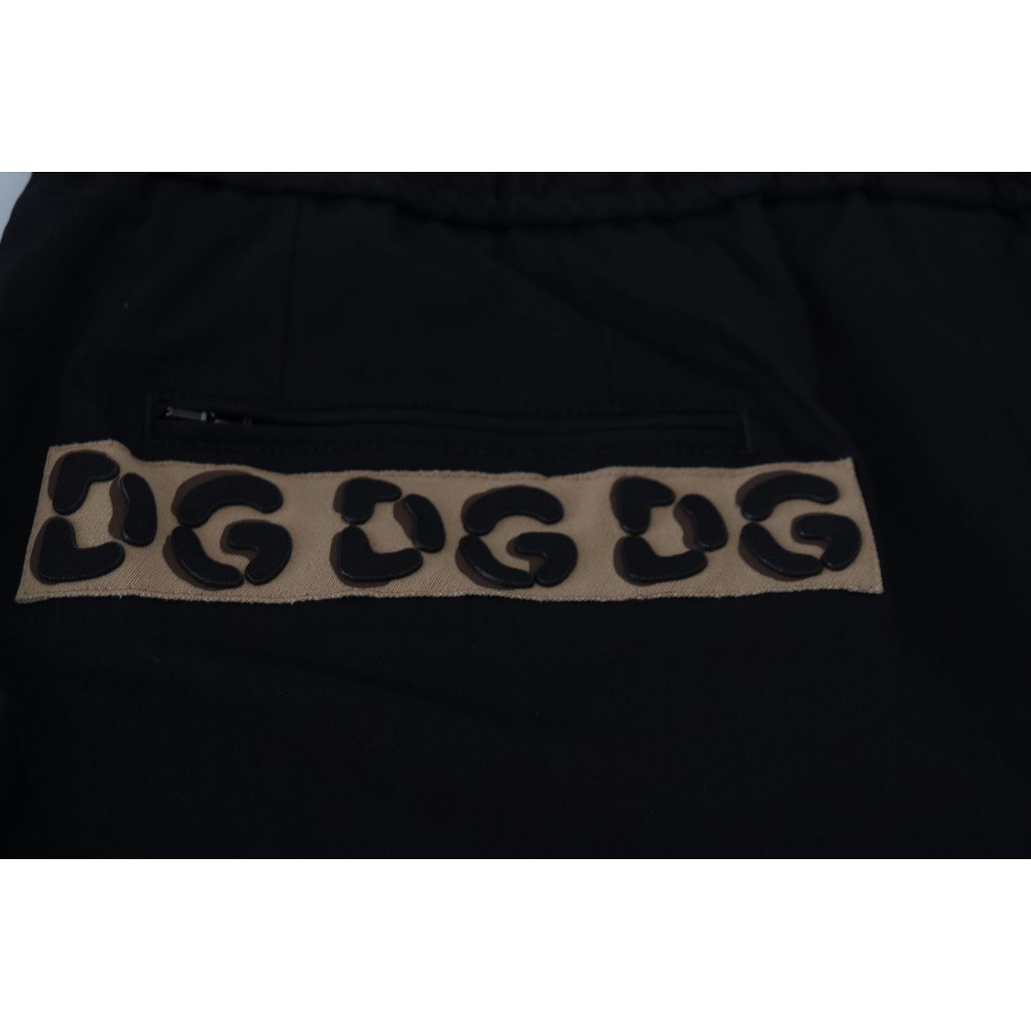 Dolce & Gabbana Black Cotton Elastic Waist DG Logo Cropped Pants