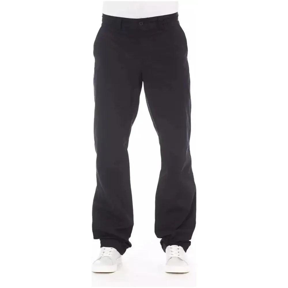 Alpha Studio Blue Cotton Men Pant Alpha Studio White Smoke