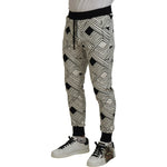Dolce & Gabbana Black White Cotton Trousers Sport Pants PAN74757- 44