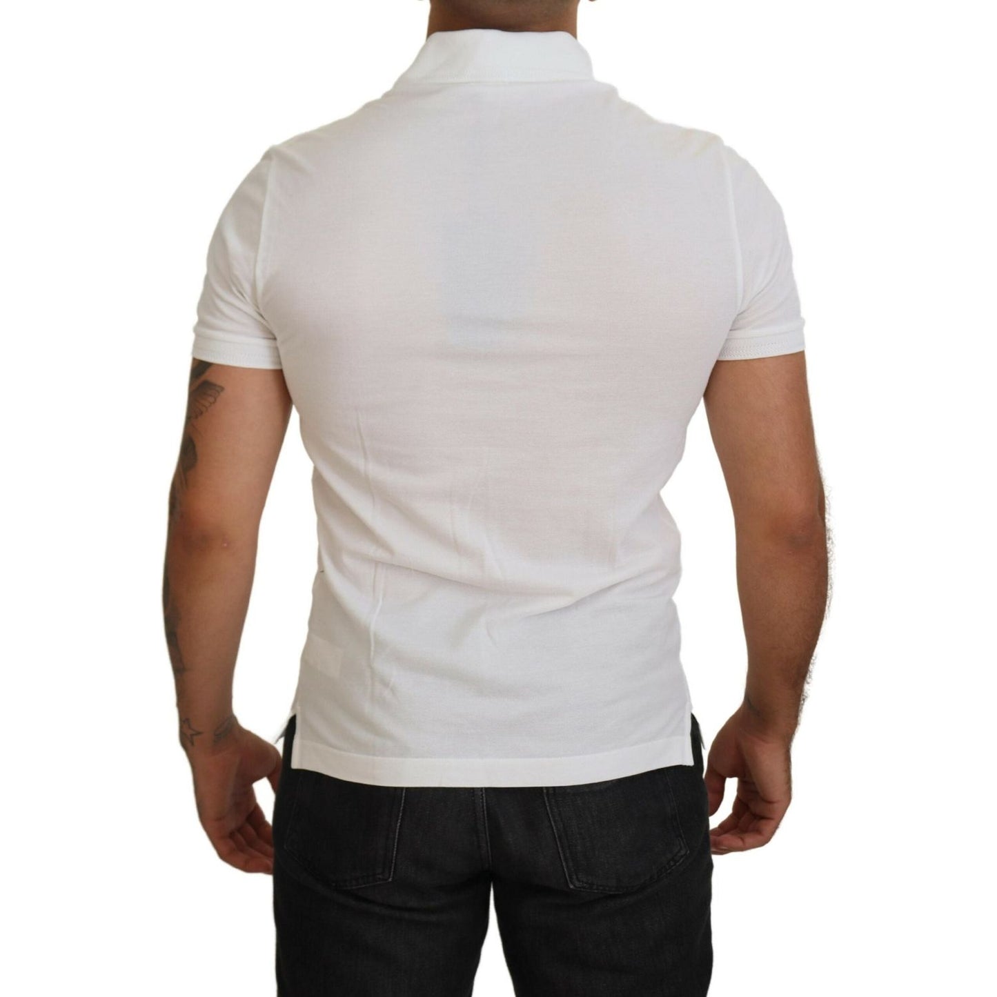 Dolce & Gabbana White Cotton Logo Short Sleeve Polo T-shirt